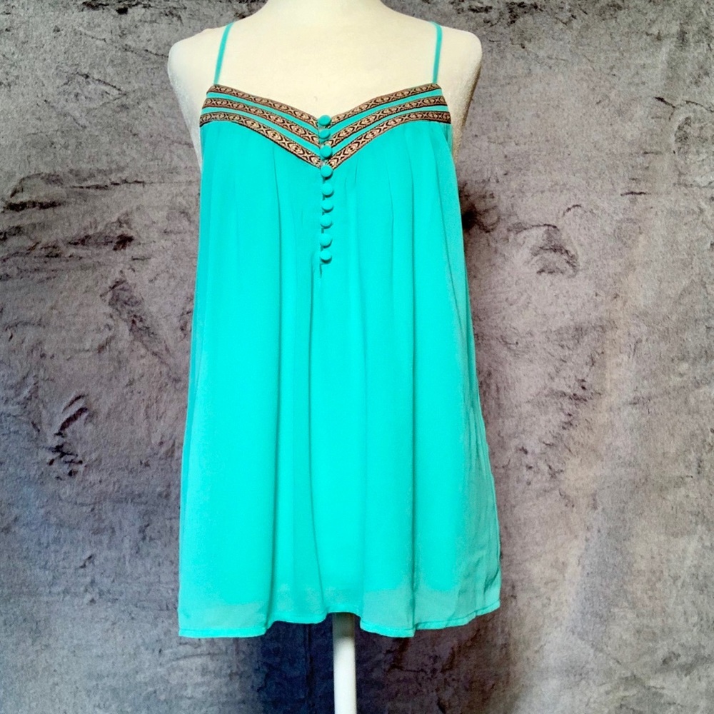 Society Girl Flowy Teal Tank Top